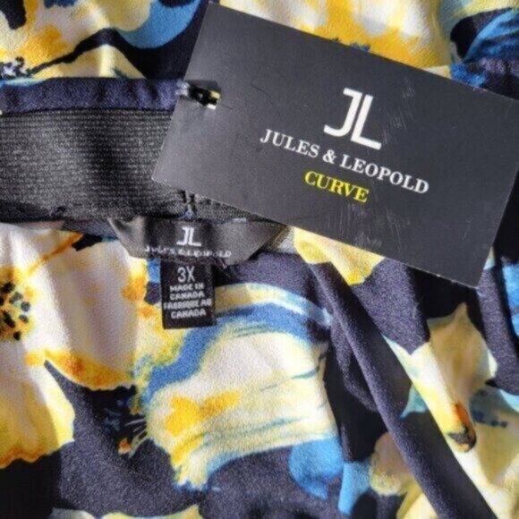 High Waist Wide Leg Cropped Floral Pant Size 3X Jules & Leopold - Picture 3 of 6